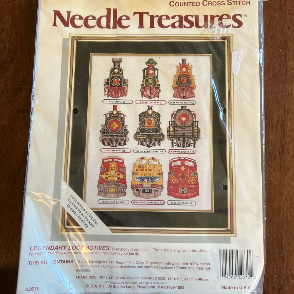 Needle Treasures Counted Cross Stitch Kit LEGENDARY LOCOMOTIVES Vintage 02670